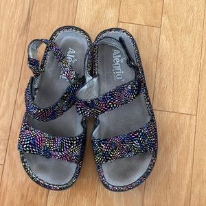 Alegria Verona Black Viewmaster Leather Ankle Strap Sandals size 37